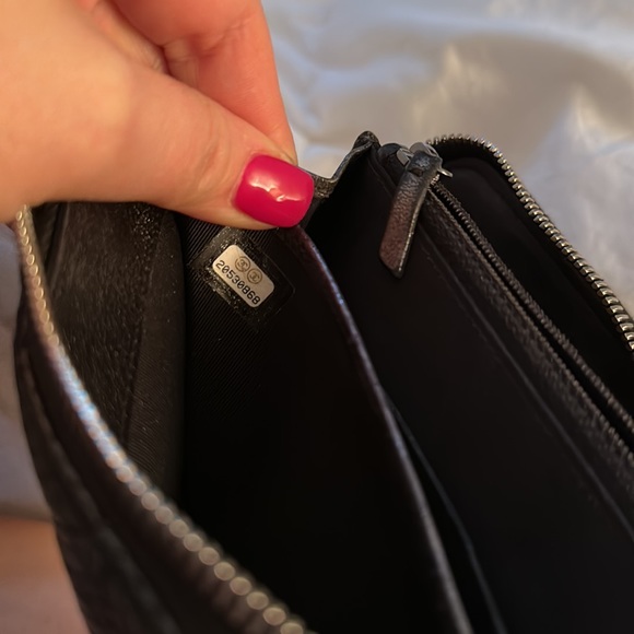Large Chanel zipper around wallet. Authentic metallic charcoal grey. - Picture 7 of 7